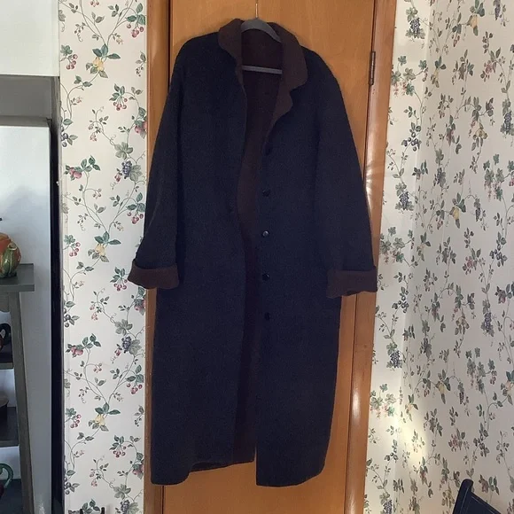 J. Jill Alpaca Lambs wool coat (charcoal/brown, reversible) - Picture 1 of 8
